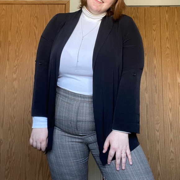 Black Open Front Blazer with Stretch - Picture 3 of 7